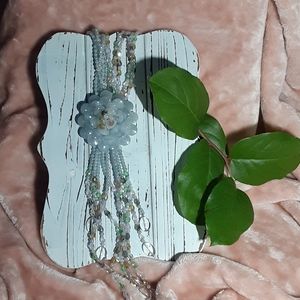 NWT Joan Rivers pale blue rose beads necklace